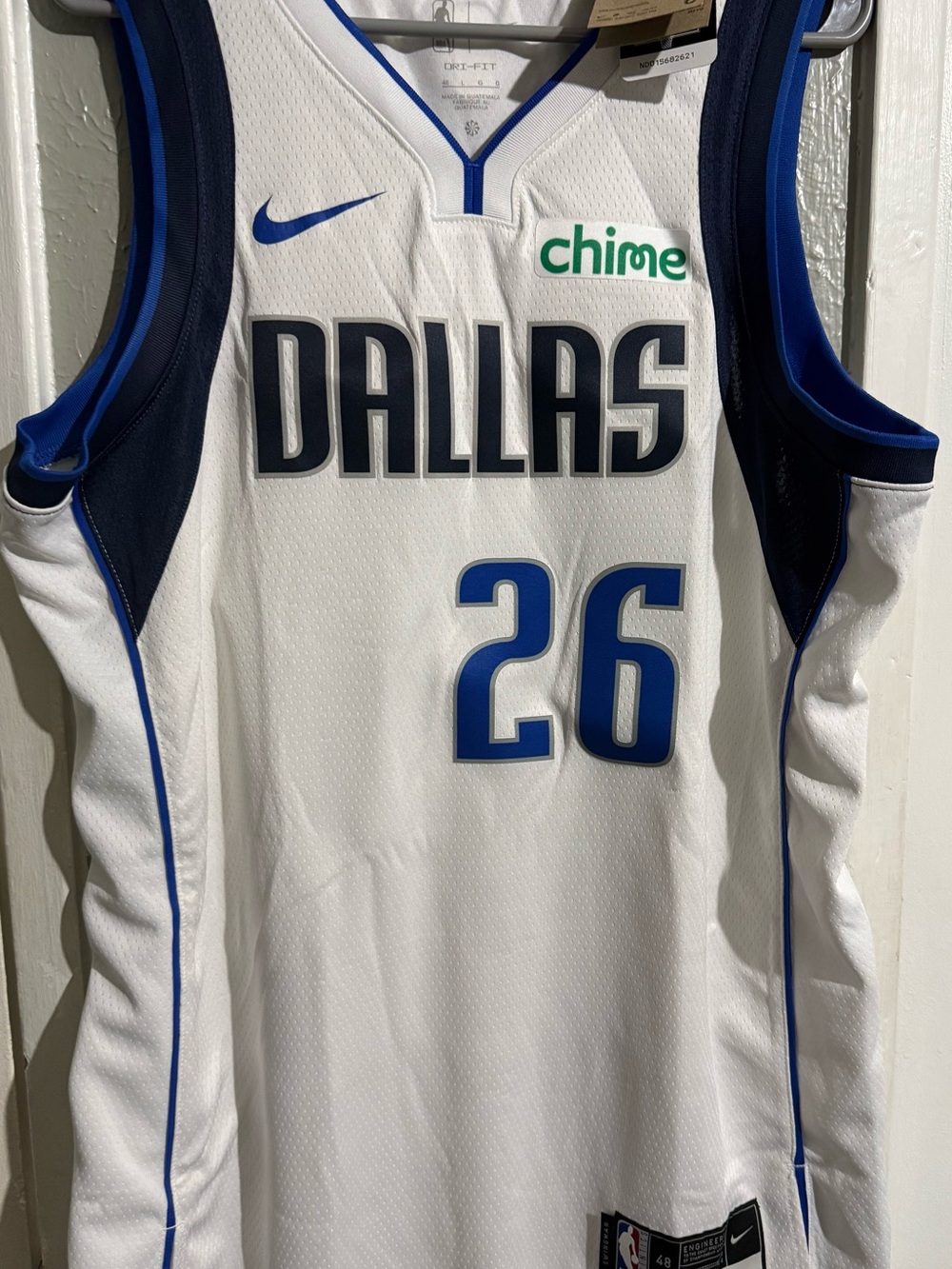NBA White, Blue & Navy Dallas Basketball Jersey with Chime Patch